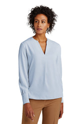Brooks Brothers® Women’s Open-Neck Satin Blouse - Heritage Blue - XS